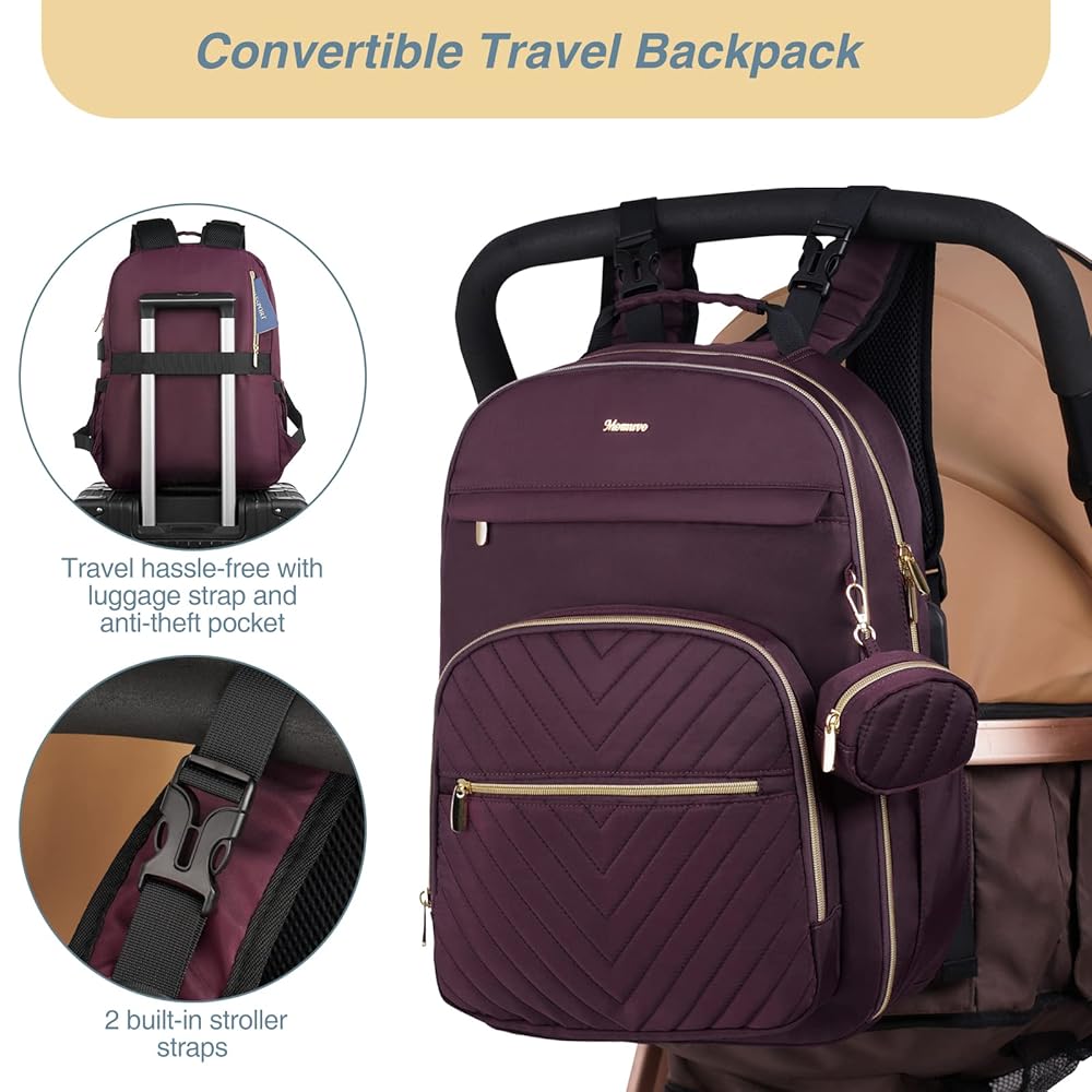 Amazon.com: MOMUVO Diaper Bag Backpack, Quilted Baby Bag